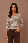 BLUSA JACQUARD DECOTE CANOA CAFE..